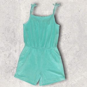 Girls Land’s End Teal Terrycloth Romper, Sz Medium (10-12)